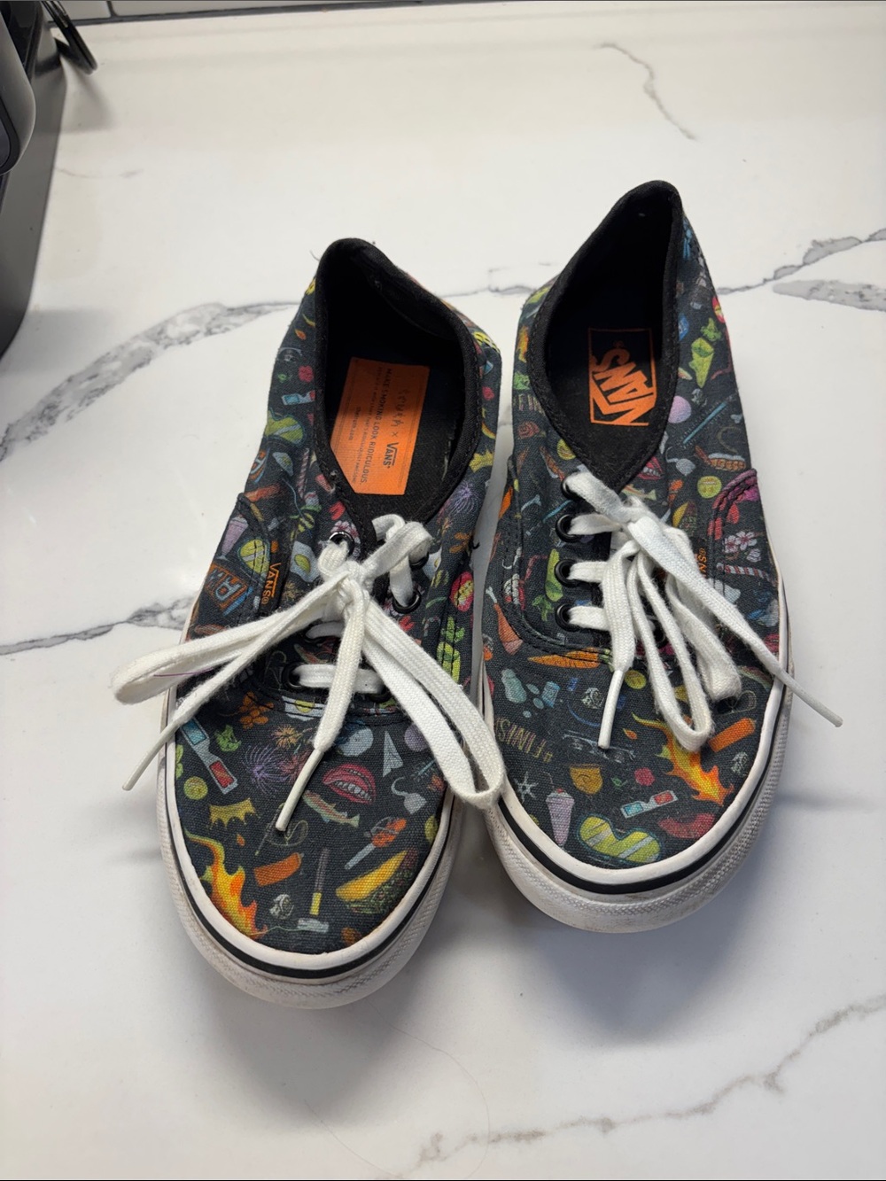 Vans Kids Black Canvas Sneakers with Colorful Graphic Print